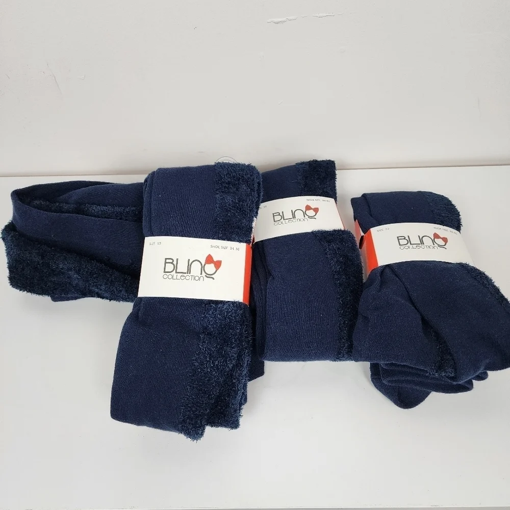 4 Navy Pairs Of Girls Tights, Size 10 Blinq